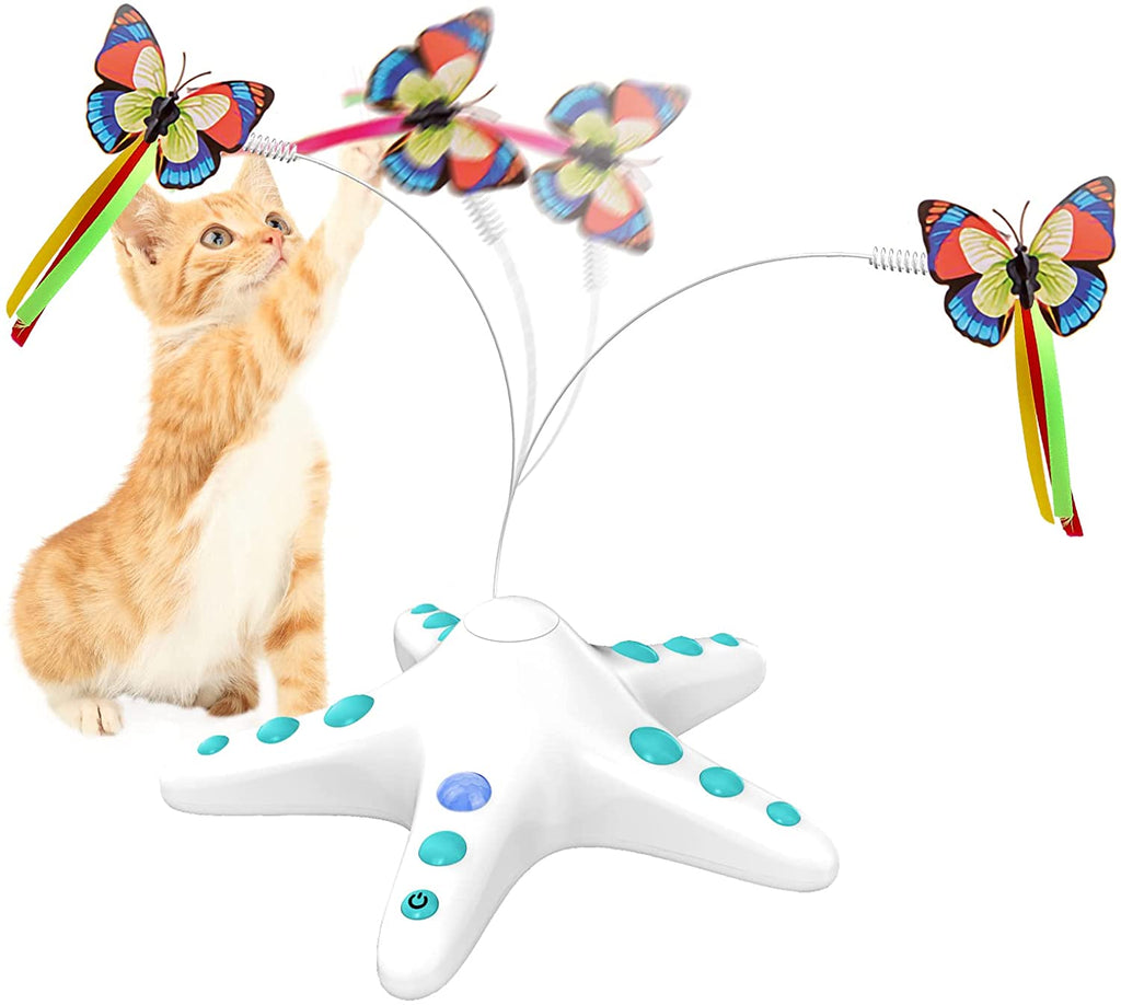 Automatic Flying Bird Cat Toy Door Hanger – Interactive Feather Toy For Bored Indoor Cats & Kittens (Blue)