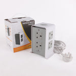 NPET Power Stripe 6.5FT/3M Surge Protector Tower 8 Outlet 4 USB Ports Plug - UK Plug ONLY