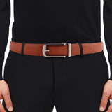 Mens Genuine Leather Ratchet Dress Belt No Hole 1 3/8" Wide