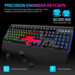 NPET K510 Backlit Gaming Keyboard with Large Wrist Rest Metal Panel