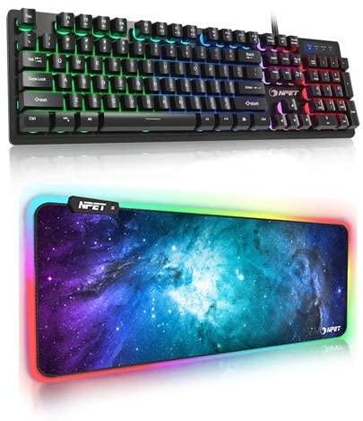 NPET gaming keyboard and mouse mat combo