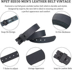 NPET Mens Leather Belt Full Grain Vintage