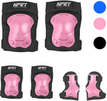 NPET 6 Pack Child Protective Gear Set Knee Pads Elbow Pads Wrist Guards