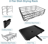 NPET 2-Tier Stainless Steel Dish Rack Detachable Drying Rack