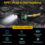 NPET H1 Rechargeable Headlamp 1000 Lumens