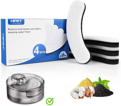 NPET 4PCS Replacement Filters for DF10/DF30 Dog Water Fountian